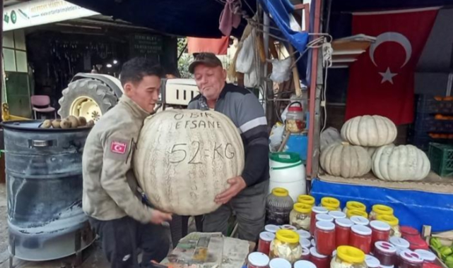 52 kiloluk dev kabak görenleri şaşırtıyor